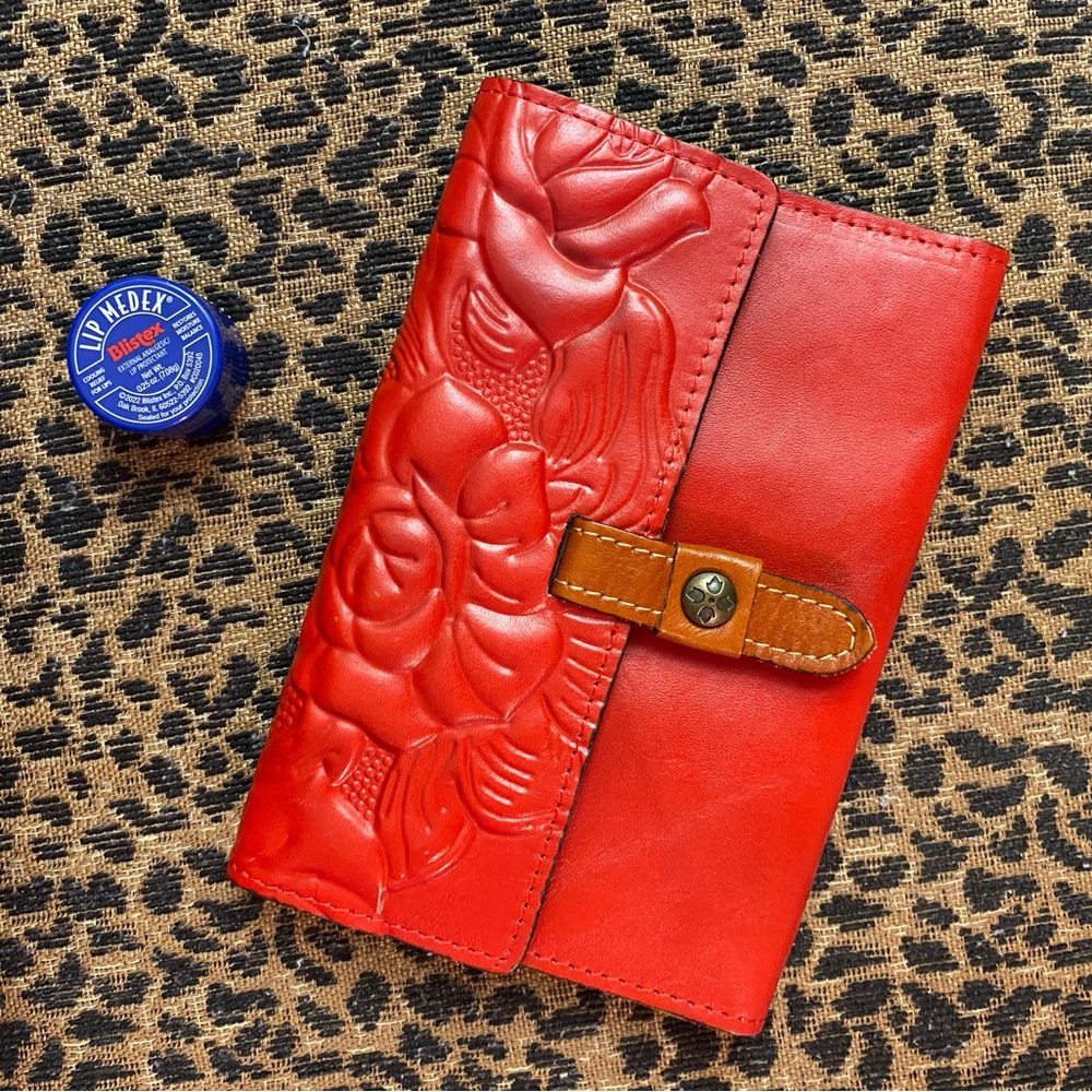 Pre Loved Patricia Nash Red Embossed Leather Wallet